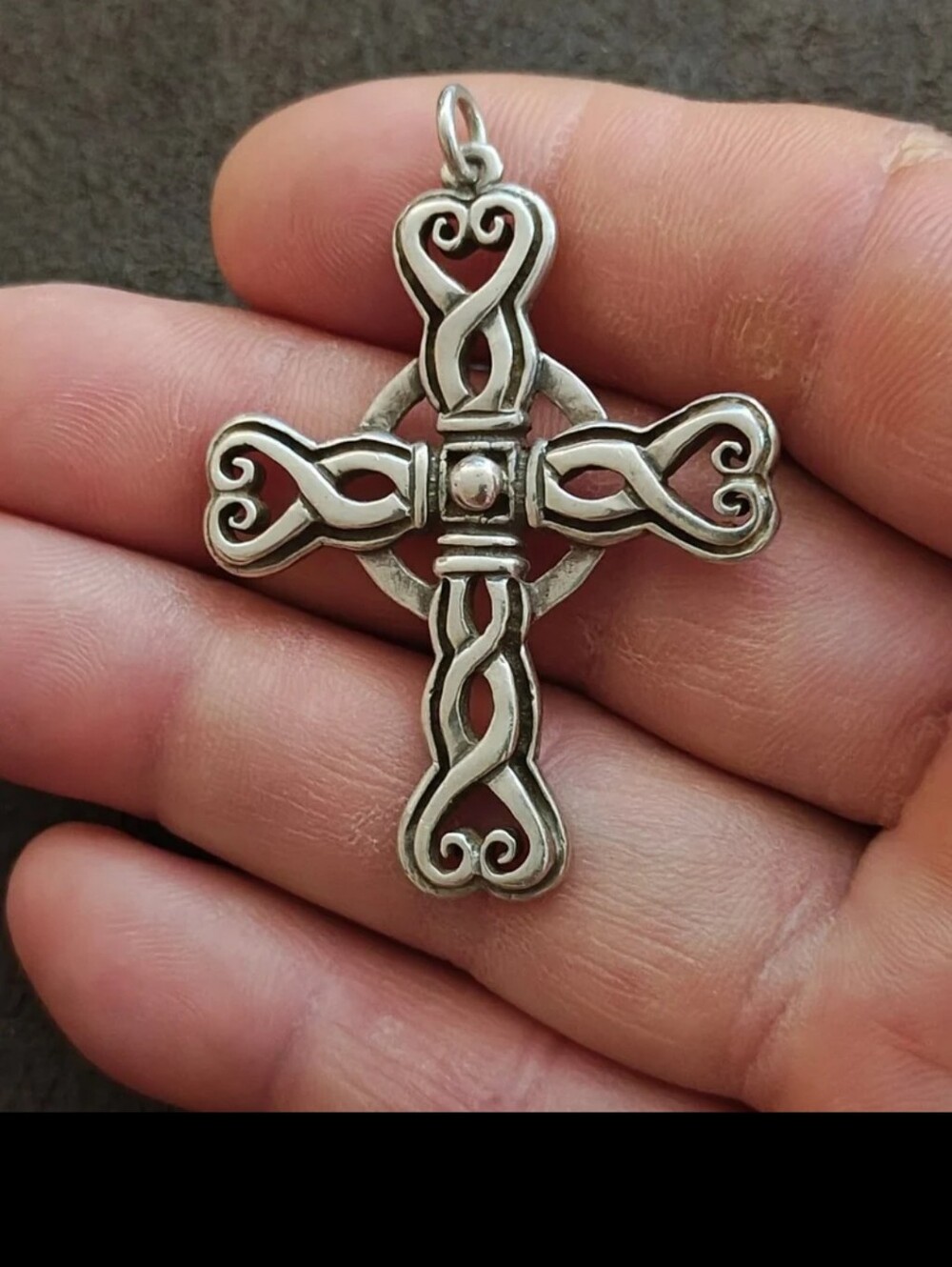 1980s/90s R.E. Piland Sterling Silver Celtic Cross Pendant Early Maker Mark REP